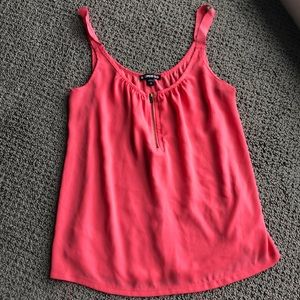 Pink zipper front tank top